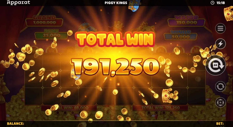 Piggy Kings - pobjednički zaslon u Free Games